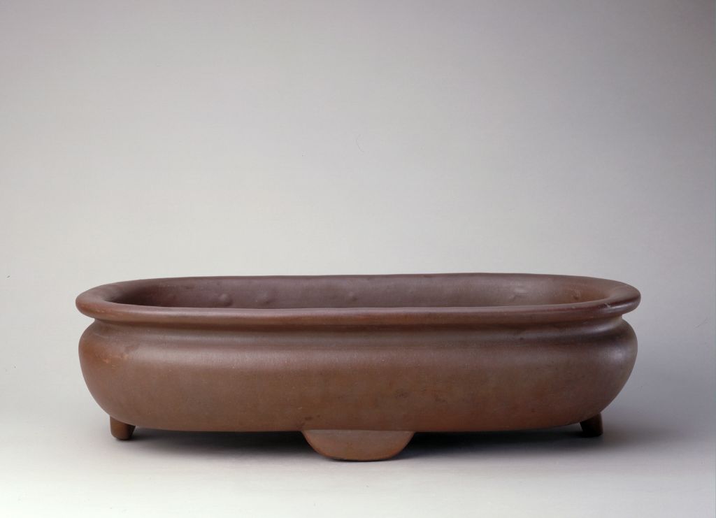 图片[1]-Yixing kiln purple sand oval flowerpot-China Archive